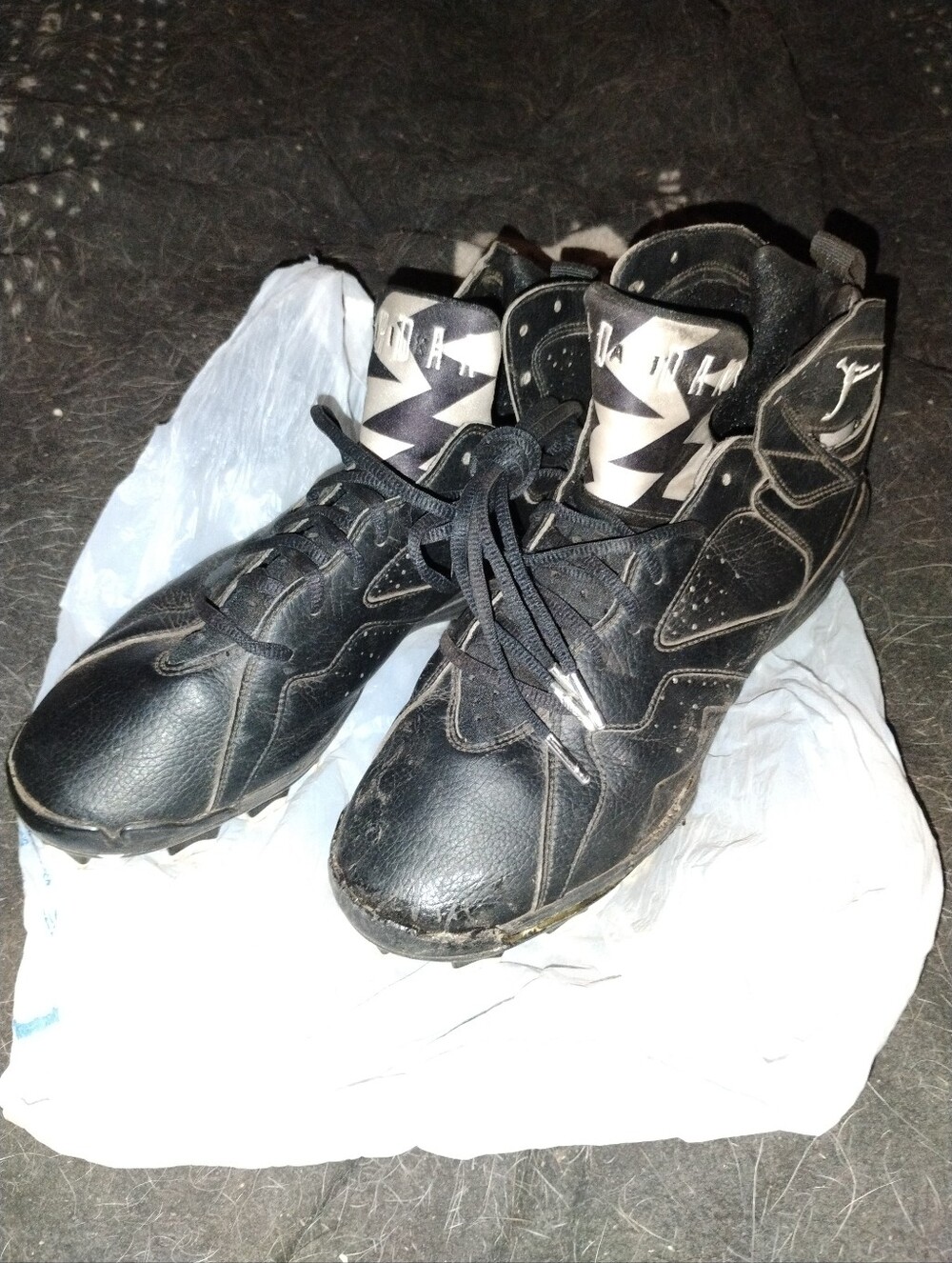 Nike Air Jordan 7 Retro Black/White Sport Cleats Men's 11 684942-010 READ DSP
